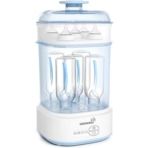 Bottle Sterilizer and Dryer, Compact Electric Steam Baby Bottle Sterilizer (Esterilizador de Biberones), Bottle Sanitizer for Baby Bottles, Pacifiers, Pump Parts Blue