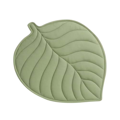 Leaf Shaped Play Mat for Nursery, Soft Quilted Floor Mat for Baby Tummy Time, Crawling, Reading, Green, Non-Slip, Washable, 35x35 Inches