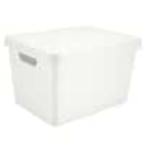 SIMPLIFY Large Vinto 8.58 in. H x 14.57 in. W Storage Box with Lid in White 25925-WHITE