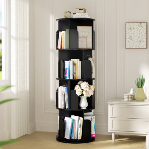 Ebern Designs 360° Rotating Bookcase For Small Space, Corner Bookshelf & Reviews | Wayfair