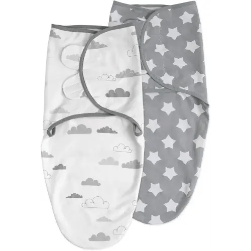 Soarwg Kids Baby Swaddle, Organic Baby Swaddles 0-3 Months, Swaddle Blanket, Swaddle Sack, Adjustable Newborn Infant Swaddle for Boy and Girls, Standard 100 by Oeko-TEX, Gray 2 Pack Small
