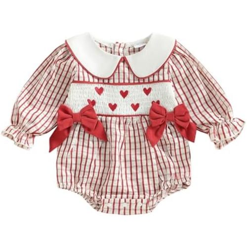 Newborn Baby Girl Easter Outfit Bunny Bubble Romper Long Sleeve Onesie Jumpsuit Smocked Baby Clothes Spring Bodysuit