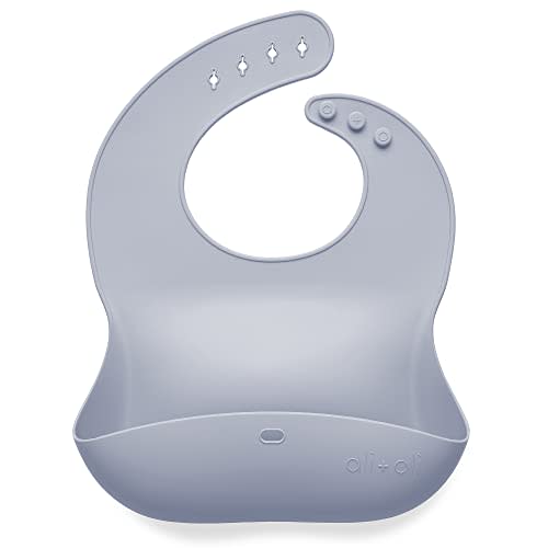 Ali+Oli Silicone Bib Waterproof Silicone Bibs for Babies & Toddlers Adjustable Feeding Bibs with Food Catcher Feeding Bucket