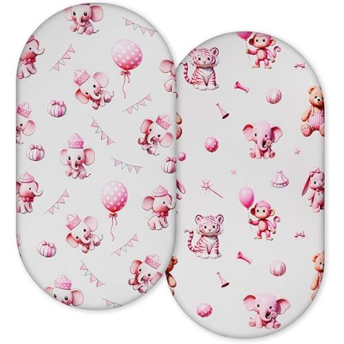Ultra-Soft 2-Pack Stretchy Bassinet Sheets - Universal Fit for Halo Bassinest, Graco, Chicco & Most Bassinets (Rectangle/Oval/Hourglass) | Safe Snug Fit for Girls & Boys, Unisex Cradle Mattress Covers