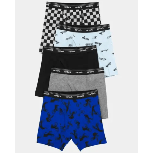 Toddler Boy 5-Pack Checker Print Boxer Brief Underwear | Carter's