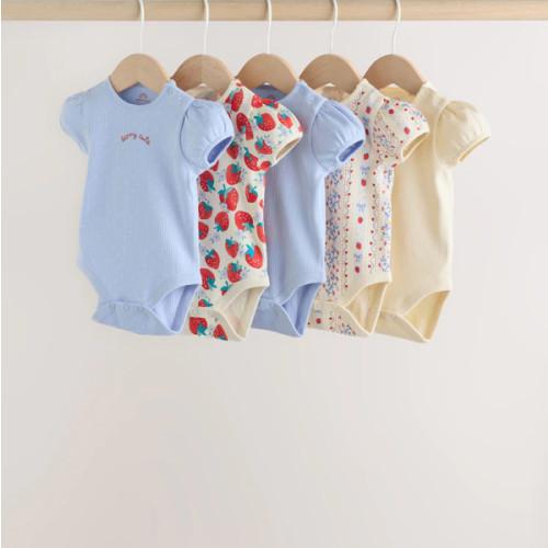 Buy Blue Short Sleeve Baby Bodysuits 5 Pack from Next USA