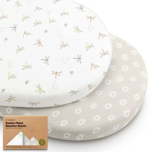 KeaBabies Organic Bassinet Sheet for Baby Girls, Boys, 2-Pack Soothe Bassinet Fitted Sheets, Bedside Bassinet Mattress Sheet(Meadow)