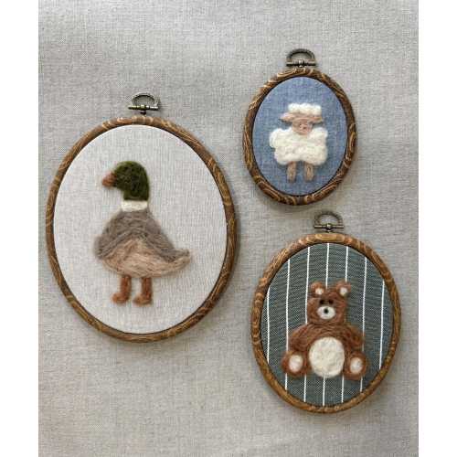 Custom Animal Trio Hoop Set – Personalized Needle Felt Wall Art – Heirloom Nursery Decor – Handmade Felt Animal Gift – Any Animals