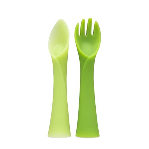 Olababy Training Fork and Spoon Set - Advanced Training Set with Fork and Spoon - Kiwi / Lime