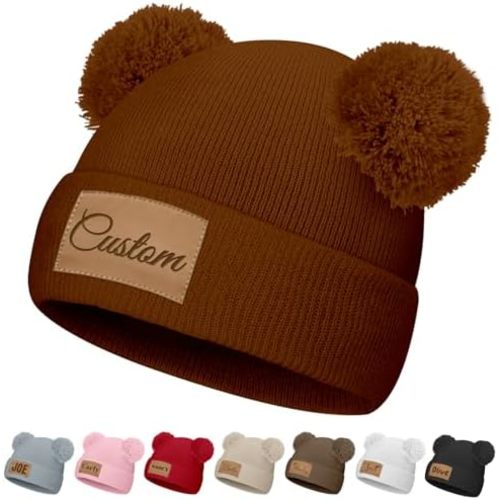 Custom Beanie Hats for Baby Girls Boys Personalized Beanies Name Customized Toddler Knit Winter Hats Gifts Infants Adults