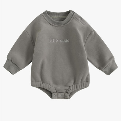 VISGOGO Newborn Infant Baby Boy Girls Oversized Romper Little Dude Sweater Onesie Coming Home Outfit Neutral Clothes