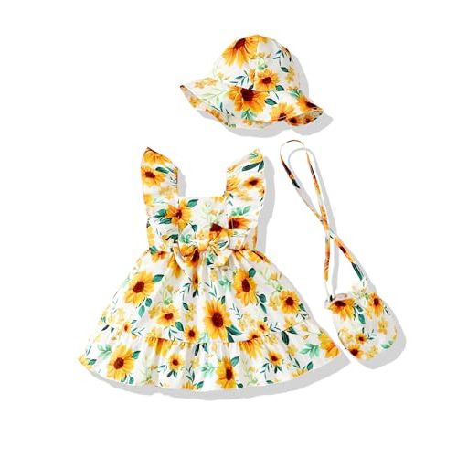 Renotemy Baby Girl Dress Summer Boho Vintage Toddler Baby Girl Clothes 0-3T | Newborn Infant Baby Girl Sleeveless Dresses,Summer Spring Boho Casual Sundress Gifts,Vintage Baby Girl Dresses Outfits