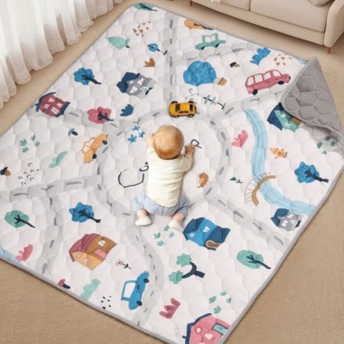 GOTGELIF 71"x79" Extra-Thick Cushioned Foam Baby Play Mat Foldable & Non-Slip Tummy Time Mat