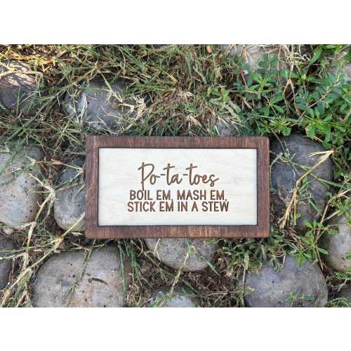 Po-Ta-Toes Wood Engraved Sign | Personalized Fantasy Ring Decor Kitchen | Wedding & Anniversary Gift