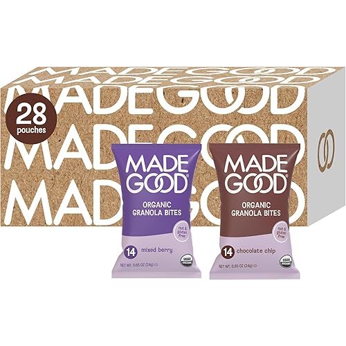 MadeGood Granola Bites Chocolate Chip & Mixed Berry Variety Pack (28 Count) Gluten Free and Organic Snacks