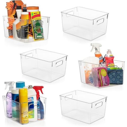 ClearSpace Clear Plastic Storage Bins – Pantry Organizers & Storage Containers, Cabinet Organizer - Home Organization Must Haves for Kitchen, Laundry Room, Office, Closet, Garage & Freezer