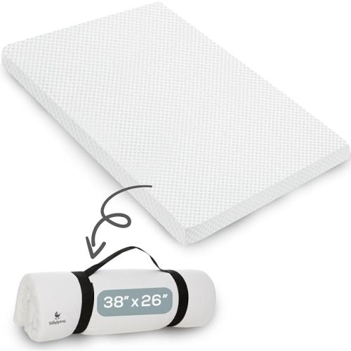 Pack and Play Mattress Pad 38" x 26" Waterproof Roll Up Memory Foam Topper