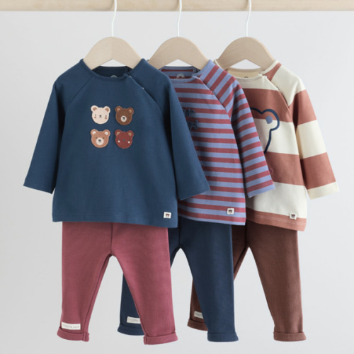 Buy Navy/Brown Bear Tops and Leggings 6 Piece Baby Set (0mths-3yrs) from Next USA
