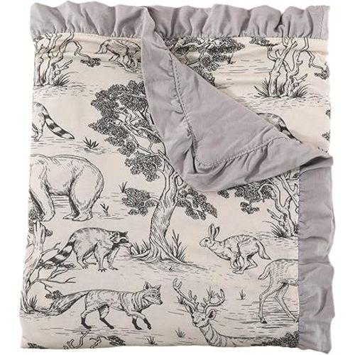 Baby Blankets for Boys,Bedding for Baby and Toddler,Ruffle Blanket for Kids,Soft,Comfy Blankets.Size 40"x33",Viscose Made from Bamboo Prints are Animal Forest
