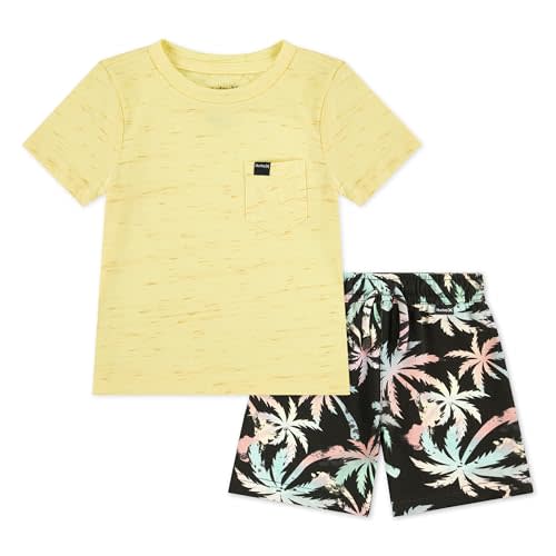 Hurley Baby-Boys And Toddler Boys' Soft Basic Cloud Slub T-shirt and Shorts 2-piece Outfit Set