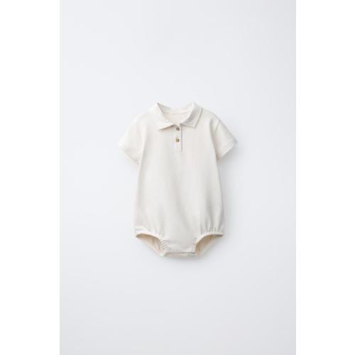 POLO COLLAR BODYSUIT - Oyster-white | ZARA United States