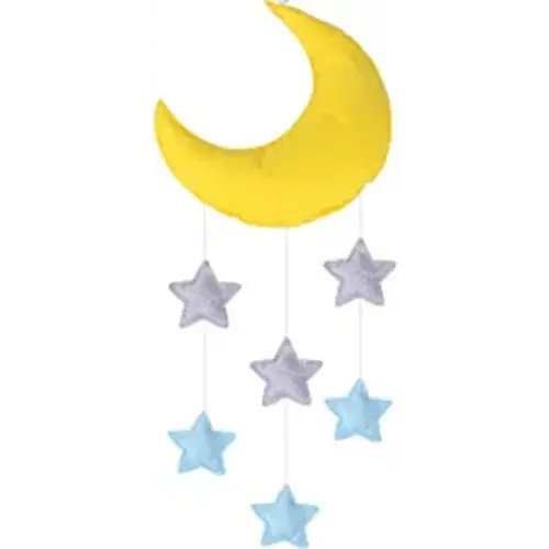 Vesil Baby Mobile for Crib Moon and Stars Baby Nursery Ceiling Crib Mobile Kids Room Hanging Decor