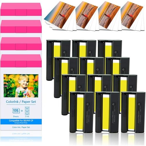 Compatible for Canon Selphy CP1500 CP1300 Ink and Paper Set Photo Printers