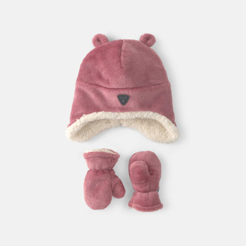 Baby Girl Kombi Sherpa Hat and Mitten Set - Berry | Carter’s Oshkosh Canada