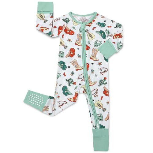 babee Reshinee Bamboo Viscose Baby Footie Pajama, Zipper Sleeper Boys Girls | Sleep & Play Romper with 2-Way Zipper, Fold-Over Mittens & Foot Cuffs with Grips, Tagless, Convertible, All-Season, 0-24M