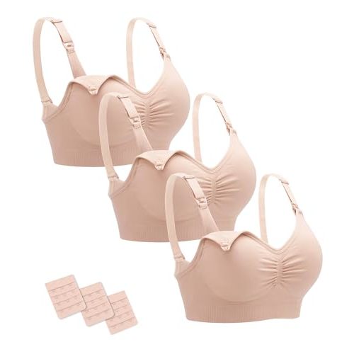 Stelle Nursing Bras Maternity Bra for Breastfeeding Pregnancy Wireless Bralette with Pads, Extenders & Clips