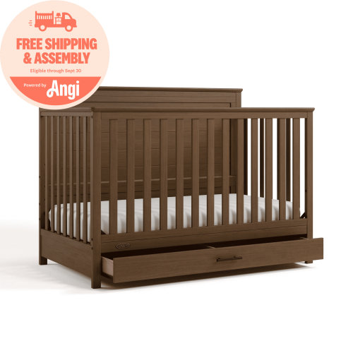 Graco Tristan Convertible Baby Crib with Drawer, Hazelnut