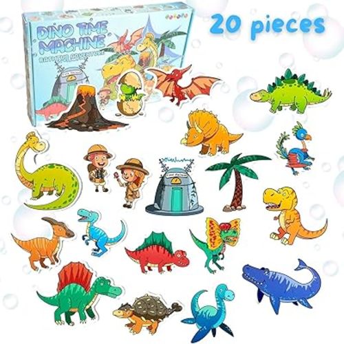 Foam Bath Toys with Storage Bag | Baby Bath Stickers | Shower Toys | Bathtub Toys | Bath Wall Toy | Dino Time Machine Foam