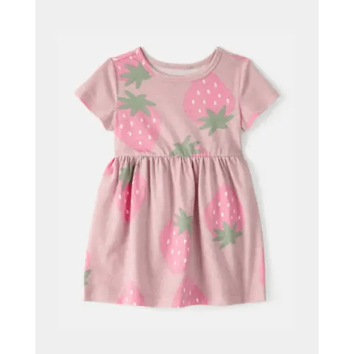 Baby Girl Strawberry Short-Sleeve Dress - Pink | Carter's