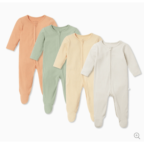 Ribbed Clever Zip Baby Pajamas 4 Pack Ribbed Blue Mix / Newborn