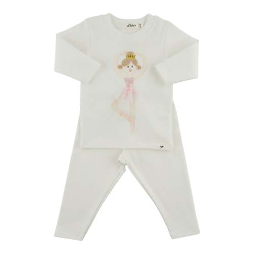Ballerina Applique Two Piece Set - Cream, 6-12 months