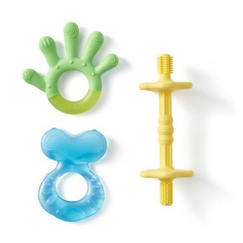 Nuby 3-Step Baby Teethers Set - Beige/Blue/Green - 3pc