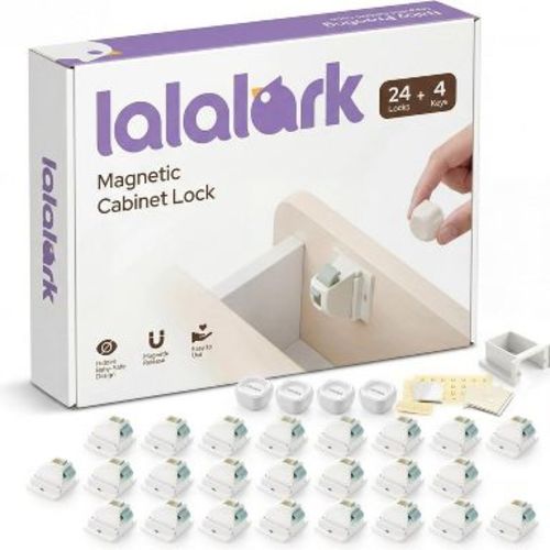 lalalark 24 Pack Magnetic Cabinet Locks Baby Proofing for Baby Safety Easy Installation Adhesive Kids Proof No Tools for Drawers Closets Storage