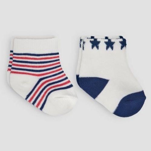 Carter's Just One You® Baby 2pk Stars & Striped Socks - 0-6M: Knit Crew, Tumble Dry