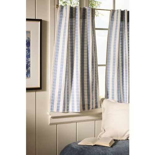 Cotton Woven Stripe Café Curtains, Set of 2