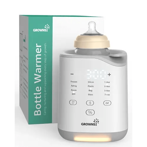 GROWNSY Bottle Warmer, 2025 Fast Baby Bottle Warmer for Breastmilk & Formula, Smart Temperature Control, with Timer, Thaw, Food Heater, Night Light, Chauffe Biberon for All Bottles