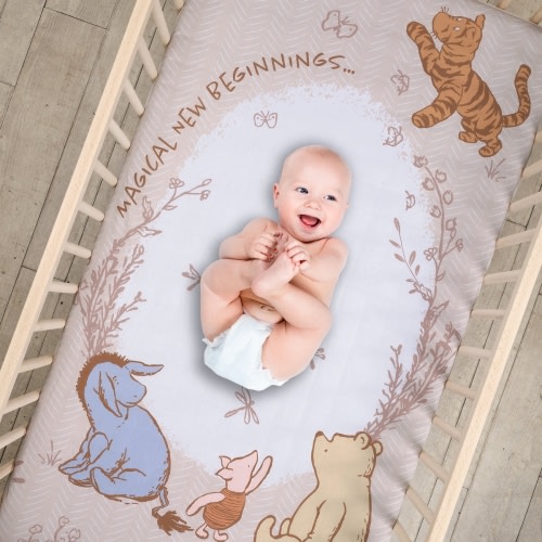 Pooh Bear & Pals Cotton Fitted Crib Sheet