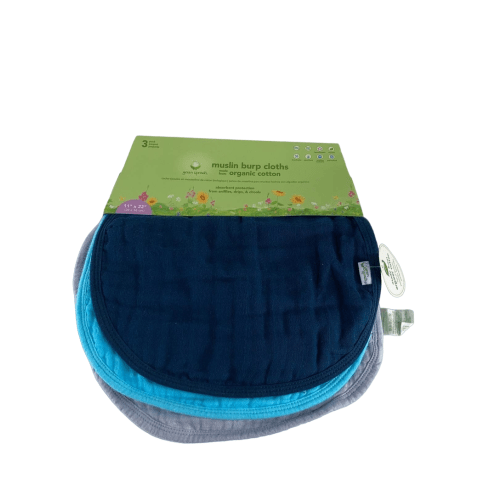 Green Sprouts Muslin Burp Cloths, Blue, 3 Pack