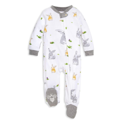 Burt's Bees Baby Baby Girls Pajamas, Zip Front Non-Slip Footed Sleeper Pjs, 100% Organic Cotton