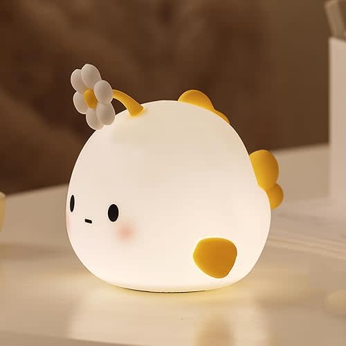 Flower Fish Cute Cartoon Nursery Night Lights, Fish Design Safe Silicone Soft LED Nursery Lamp for Toddler Ocean Room Decoration