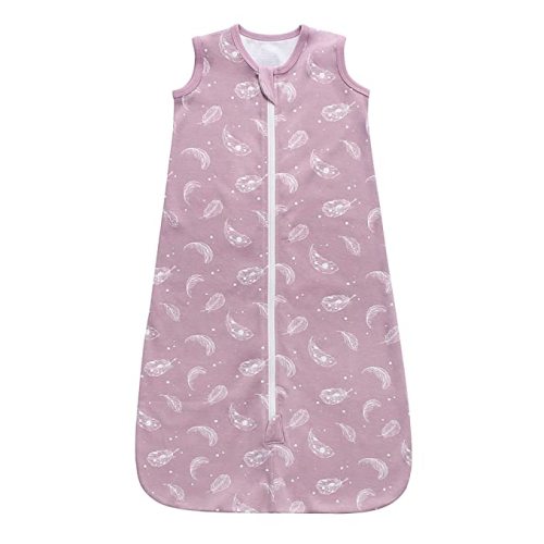 Owlivia Baby Organic Cotton 0.5 TOG Wearable Blanket-Light Sleeping Bag with 2-Way Zipper, Boys Girls Swaddle Transition Sleep Sack(0.5 TOG Feather Mauve, 18-24 Months)