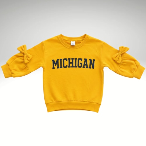Navy Michigan Bow Sweatshirt - Girls University of Michigan Apparel
