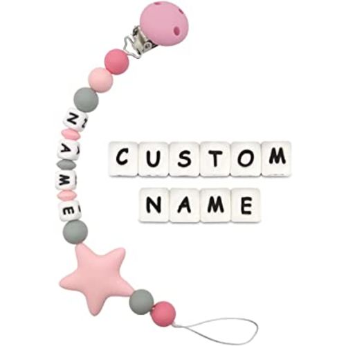 Personalized Pacifier Clip with Name (Pink)