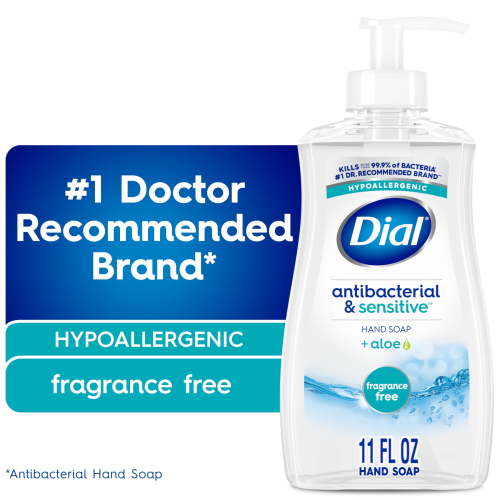 Dial Antibacterial & Hypoallergenic Foaming Hand Wash with Aloe, Fragrance Free, 11 fl oz
