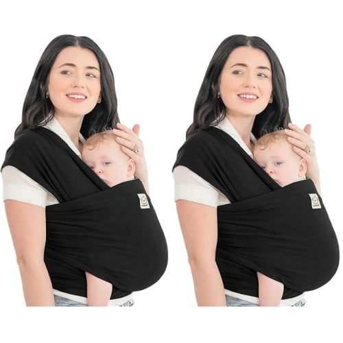 KeaBabies Baby Wrap Carrier, All in 1 Original Baby Carrier (Trendy Black) | Newborn to Toddler Sling, Easy to Wear, Hands Free Bonding, Lightweight, Breathable Infant Wraps