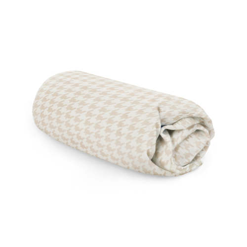 HushDry™ 2-in-1 Waterproof Fitted Bedside Crib Sheet Viscose from Bamboo Tan Houndstooth